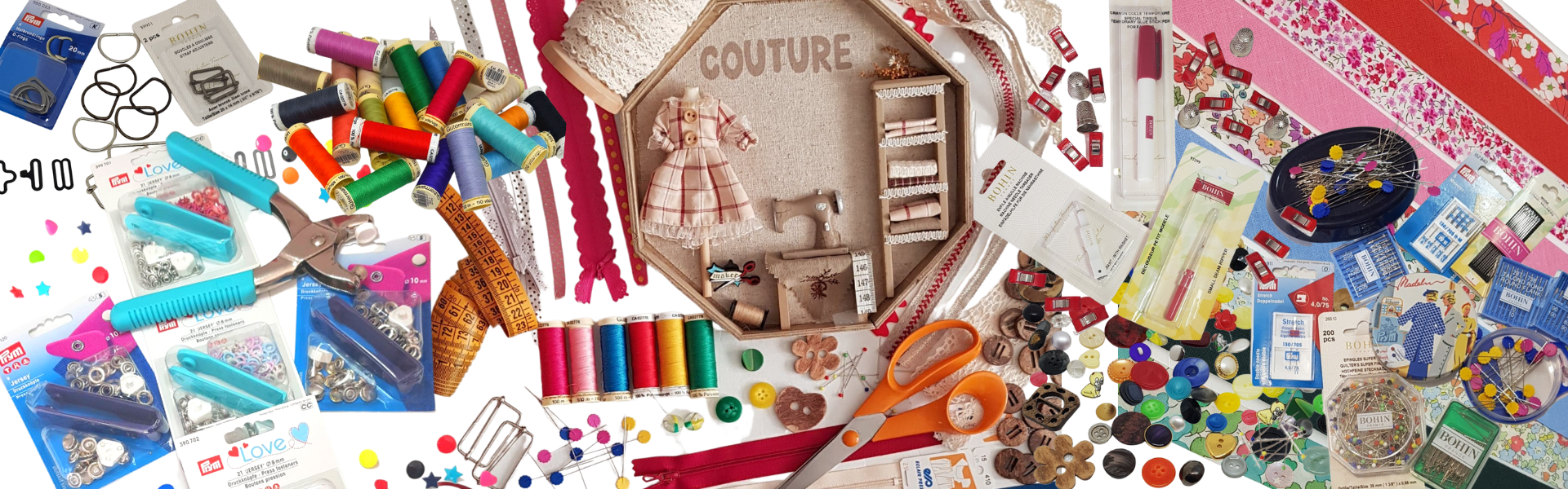 Kit à offrir couture et accessoires pour broderie tissu main mercerie