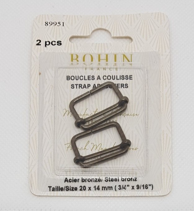 2 boucles à coulisse 20 X 14 mm  BOHIN