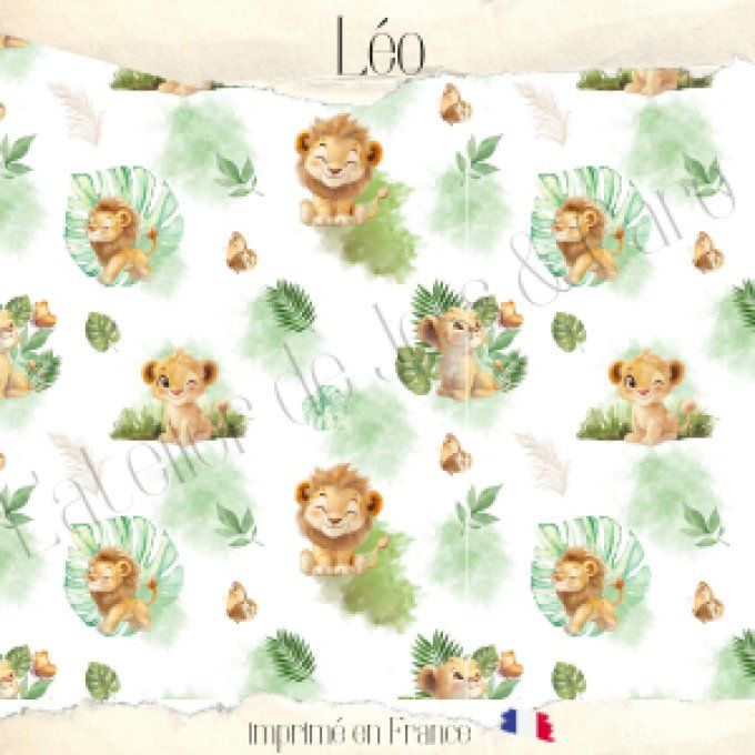 Tissu Coton Imprimé "Léo" - L’Atelier de Jess & Caro - Fabrication Française - 150 cm