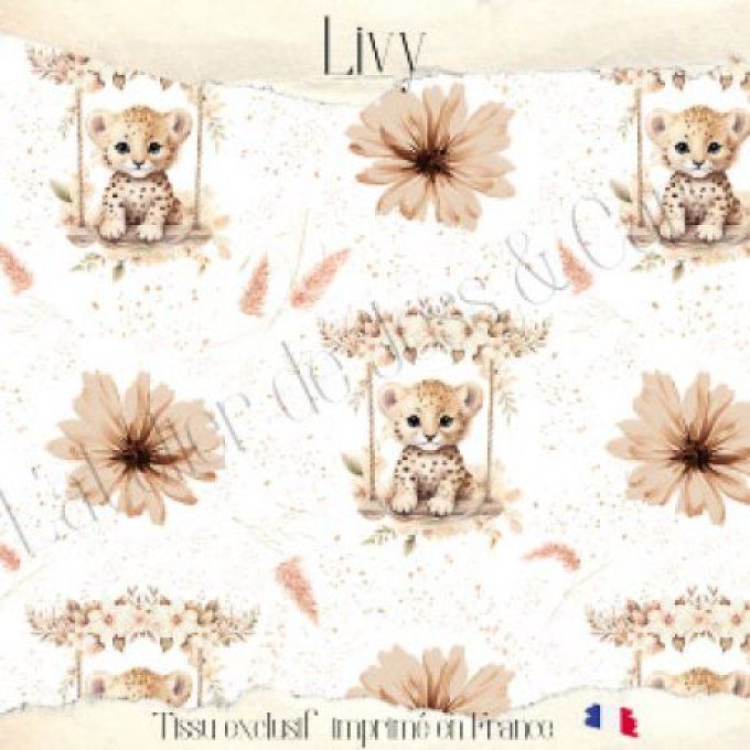 Tissu Coton Imprimé "Livy" - L’Atelier de Jess & Caro 