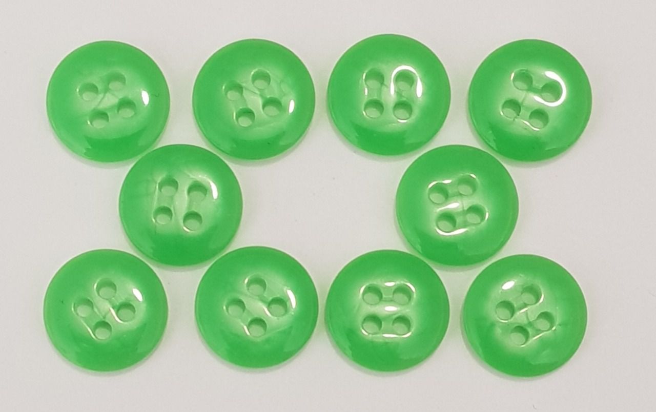 Lot de 10 boutons 4 trous jaune ou vert