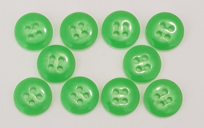 Lot de 10 boutons 4 trous jaune ou vert