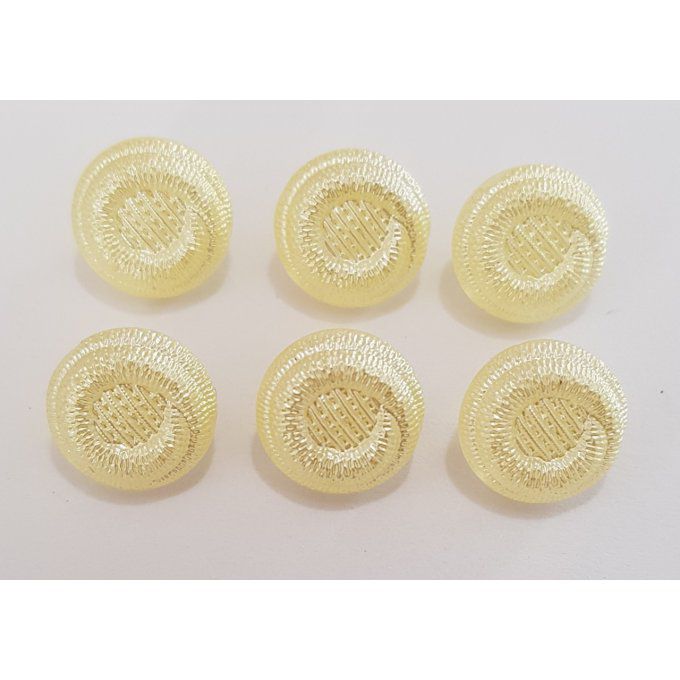 Lot de 6 boutons en verre jaune nacré 