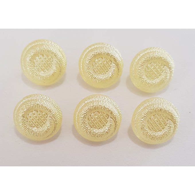 Lot de 6 boutons en verre jaune nacré 