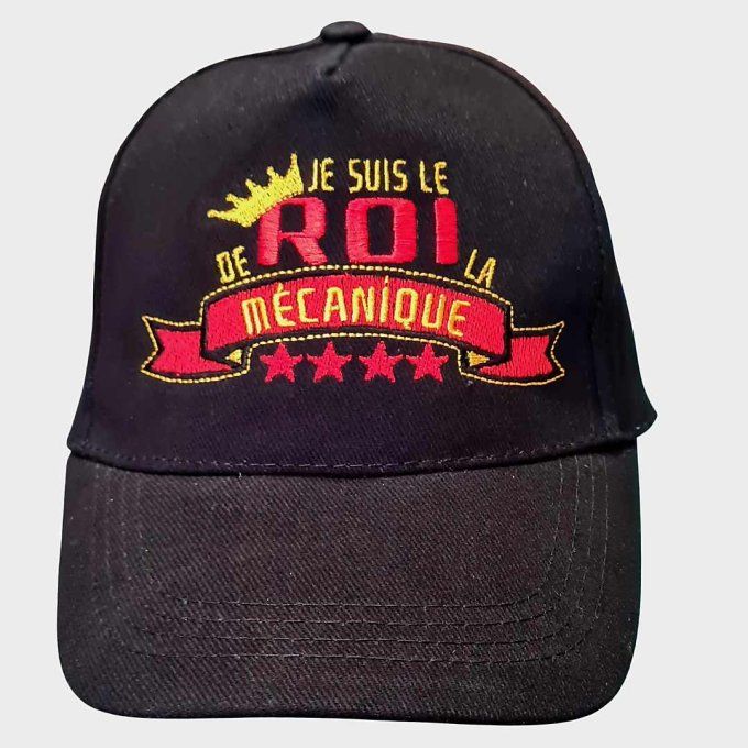 Casquette 5 panneaux brodé je suis le roi de la mécanique 
