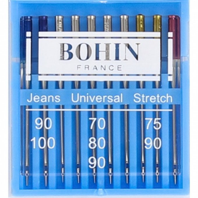 Aiguilles pour machine assortie Jean/universal/strech talon plat BOHIN