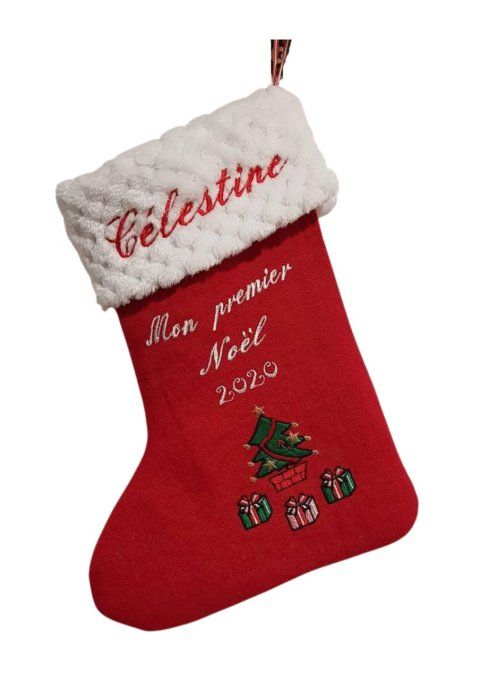botte de noel brodé personnalisé