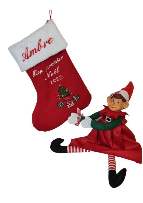 botte de noel brodé personnalisé