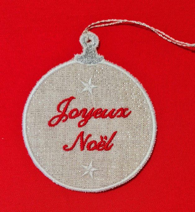 Boule de Noël brodé "Joyeux Noël" personnalisable  avec son enveloppe 