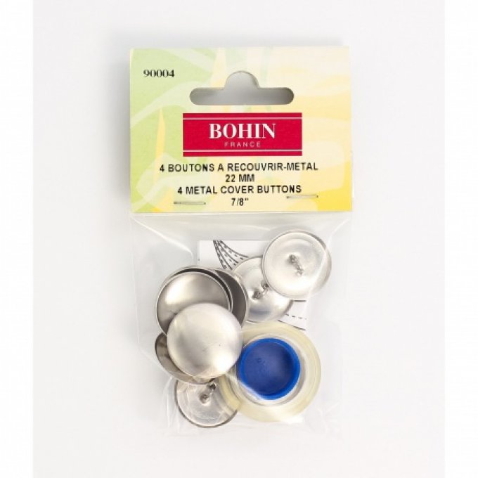  4 Boutons à recouvrir 22mm en métal avec jeu de pose Bohin  