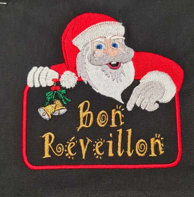 tablier brodé père noël
