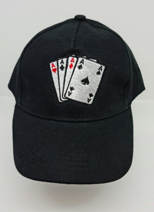 Casquette 5 panneaux Oeko-Tex brodé jeu de cartes 