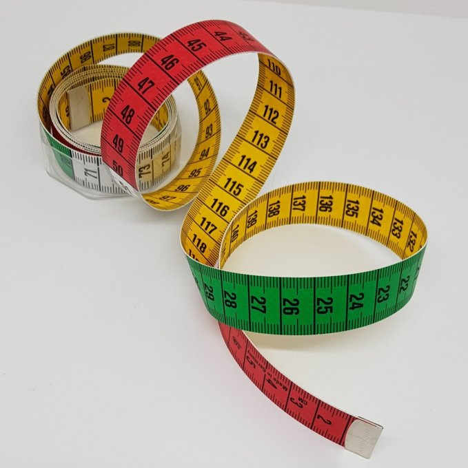 Centimètre ruban 150cm multicolore en polyfibre 