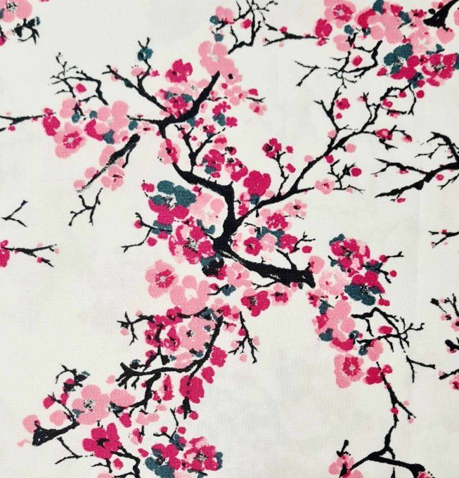 Coupon de tissu imprimé  fleurs de cerisier 