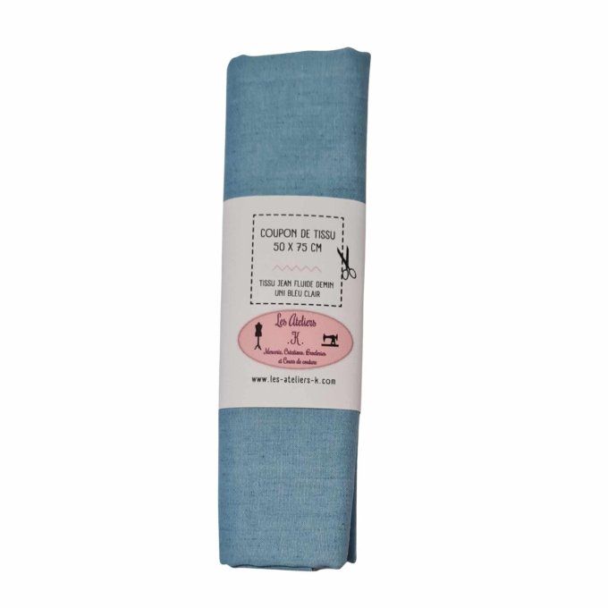 Coupon de tissu en jean fluide bleu 