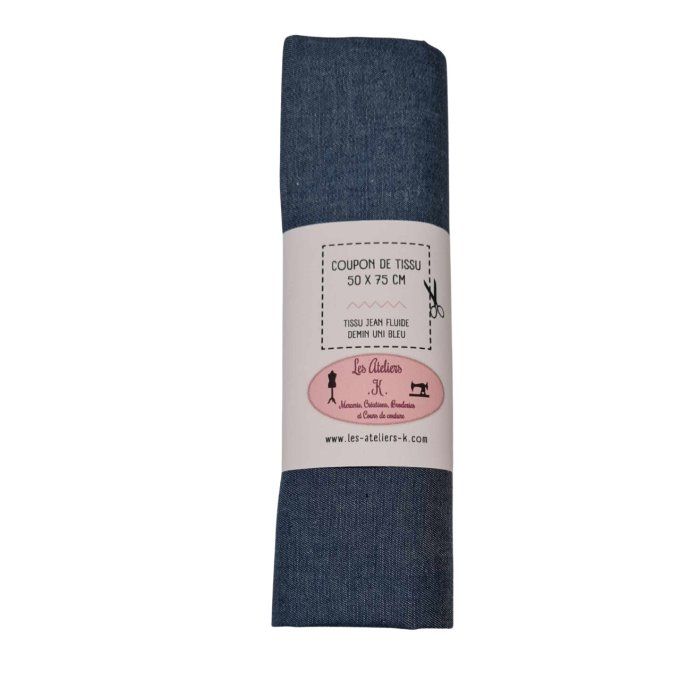 Coupon de tissu en jean fluide bleu foncé