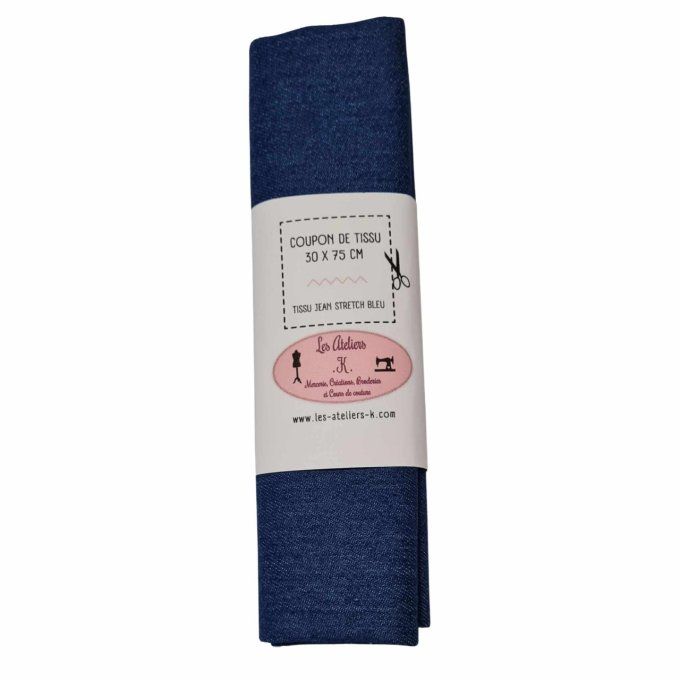 Coupon de tissu en jean stretch bleu 