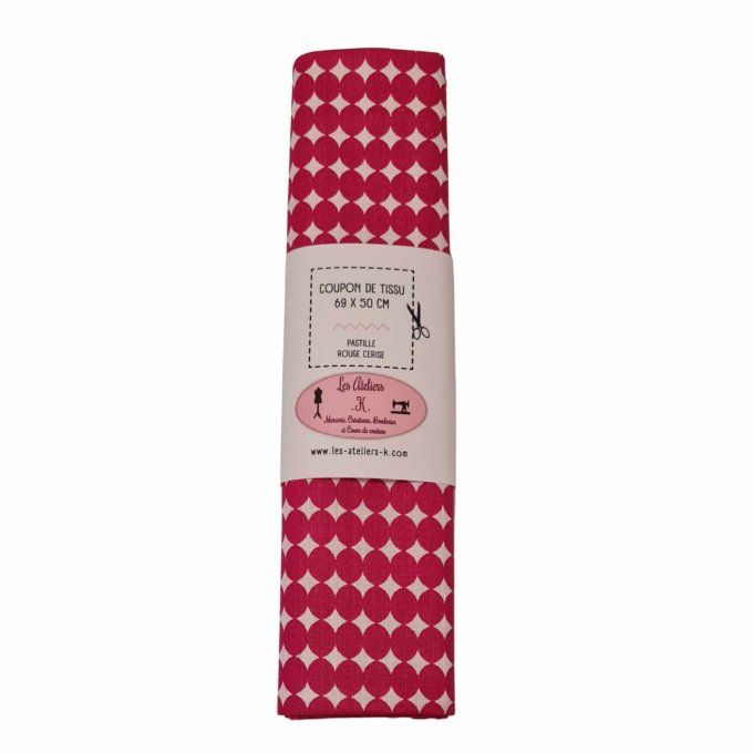 Coupon de tissu imprimé pastille rouge 