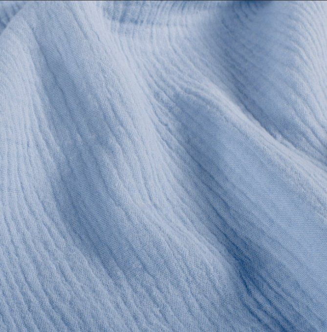 Tissu double gaze bleu bébé