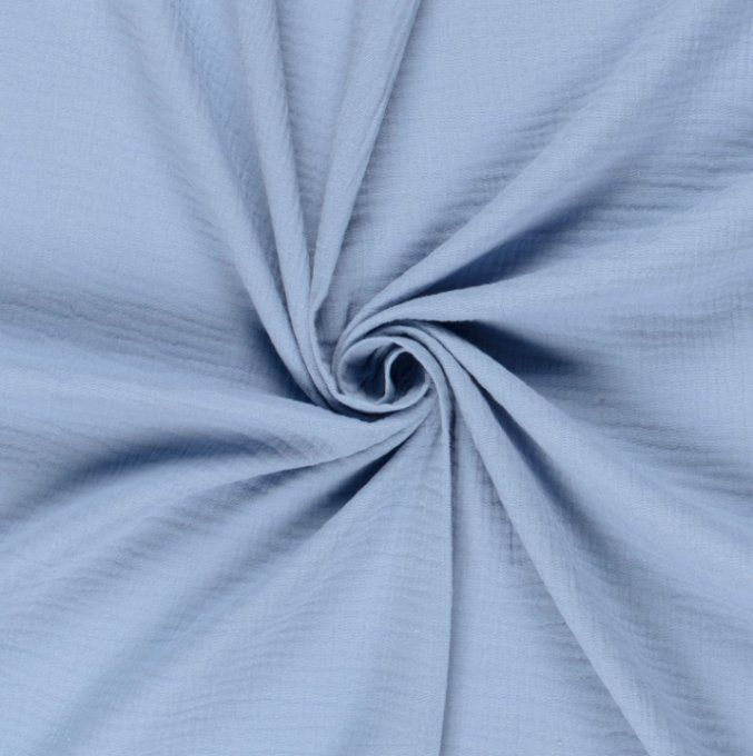 Tissu double gaze bleu bébé