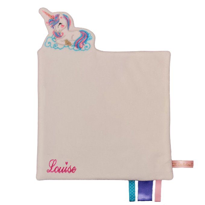 Doudou bébé Licorne  brodée personnalisable