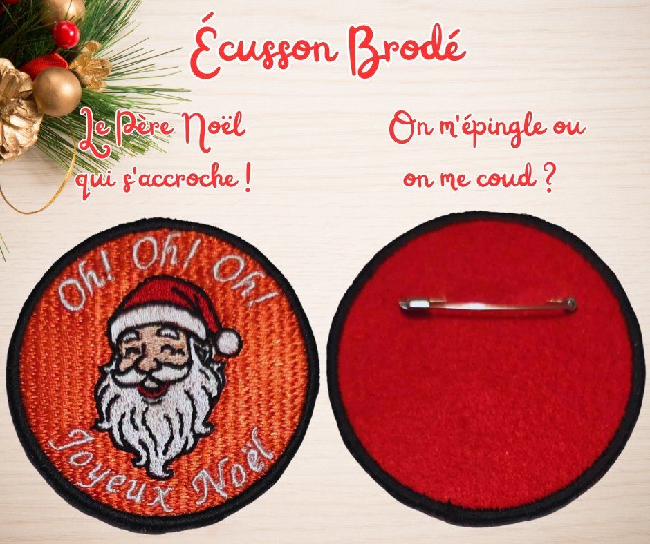 Ecusson brodé Le pére noël qui s'accroche 