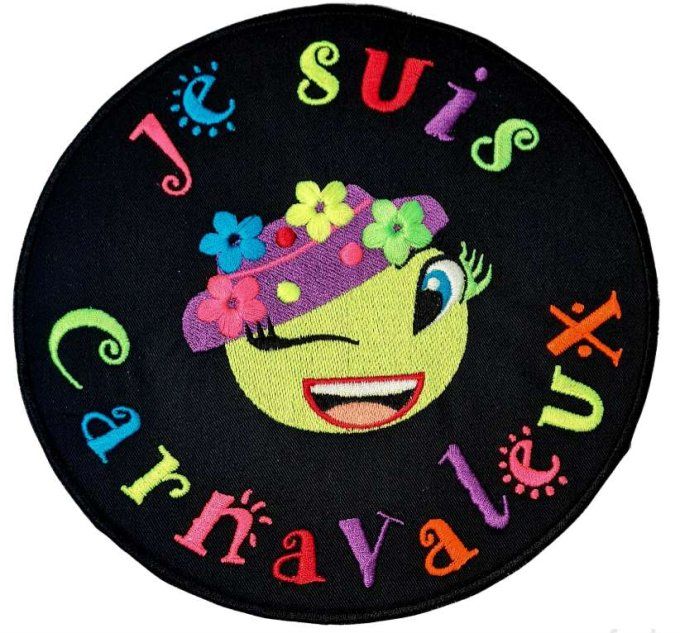 Ecusson "je suis carnavaleux  " multicolore  