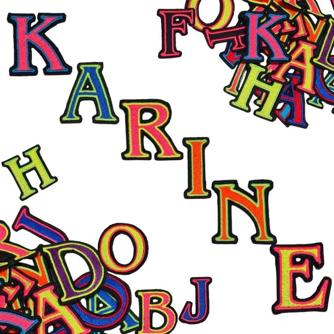 Ecusson / patch lettres multicolores 7cm de hauteur  