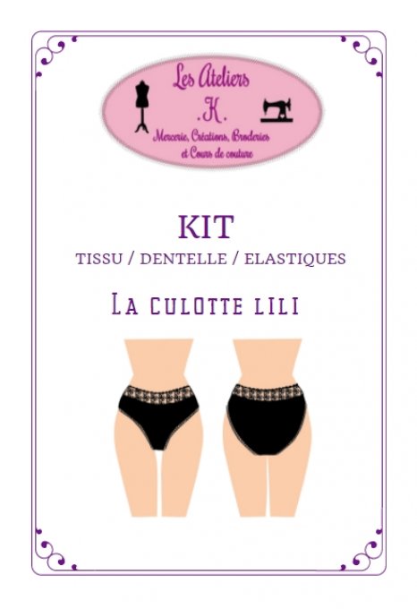 Kit de  tissu, dentelle et élastique noir