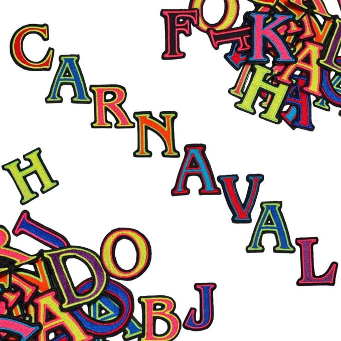 Ecusson / patch lettres multicolores 7cm de hauteur  