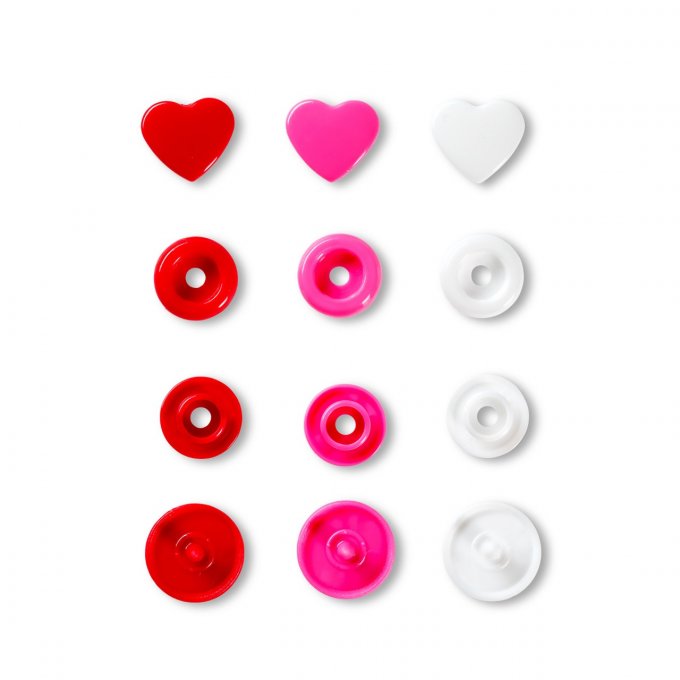 Sachet de 30 boutons pression en forme de coeur 12 mm Color Snaps Prym love