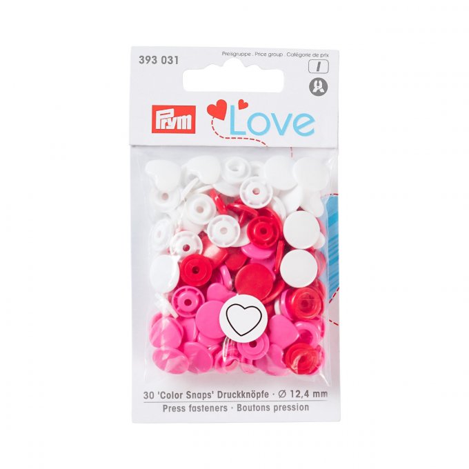 Boutons pression en forme de coeur 12 mm Color Snaps Prym love