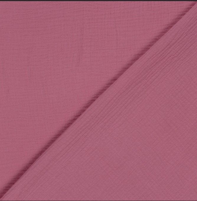 Tissu double gaze vieux rose