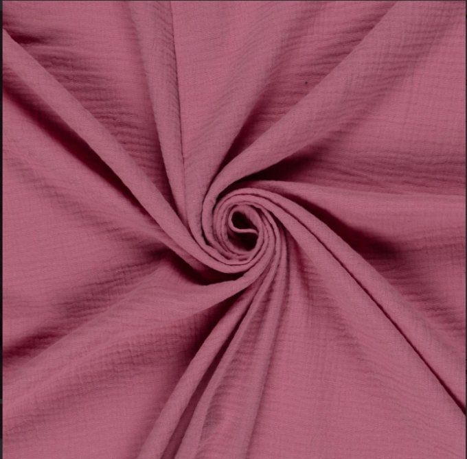 Tissu double gaze vieux rose