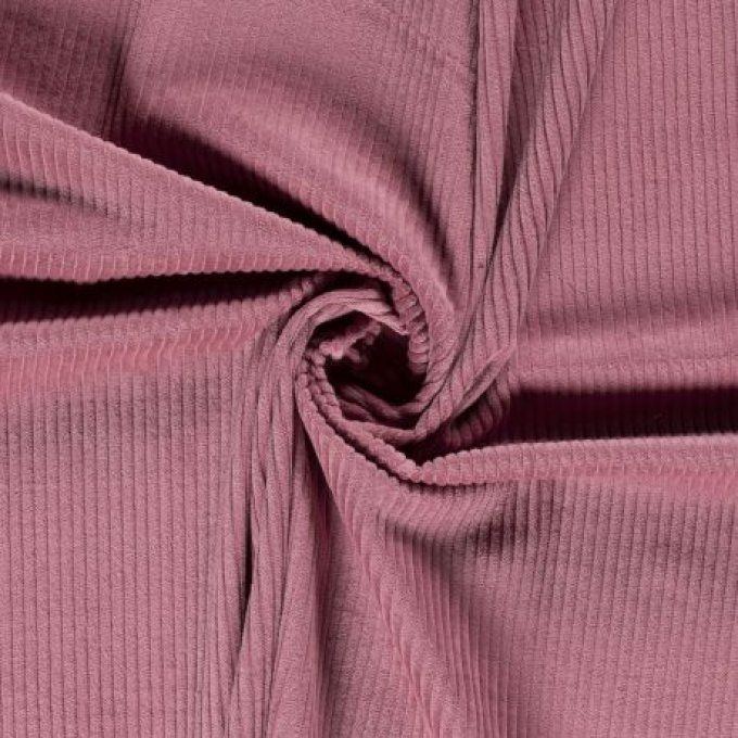 Tissu velours côtelé vieux rose 